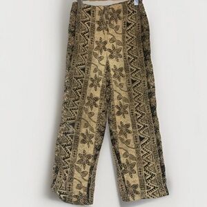 Prima Donna Womens Pants S Black/Tan Geometric Wide-Leg Palazzo Boho Comfy